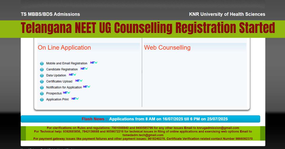 Telangana NEET UG Counselling Registration Started